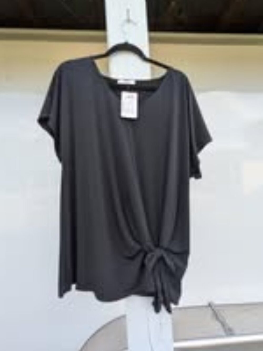 Black Front Tie Blouse